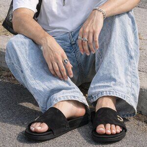 True Religion Black Slide Sandals Casual Streetwear Slides